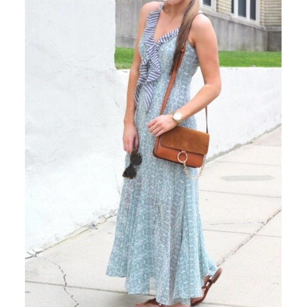 Cabi Garden Party Floral Print Ruffled Maxi Dress Women's Size 8 Boho Chic - Picture 2 of 12
